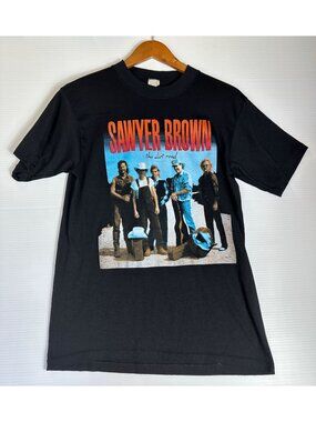 Sawyer Brown 1992 Dirt Road Tour Graphic T-Shirt Black Vintage Band Tee M